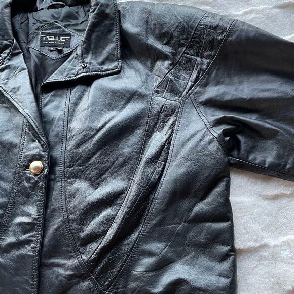 🔥Vintage 90s Pelle New York Milano Classic Seam Leather Jacket Oversized Baggy - Picture 6 of 16